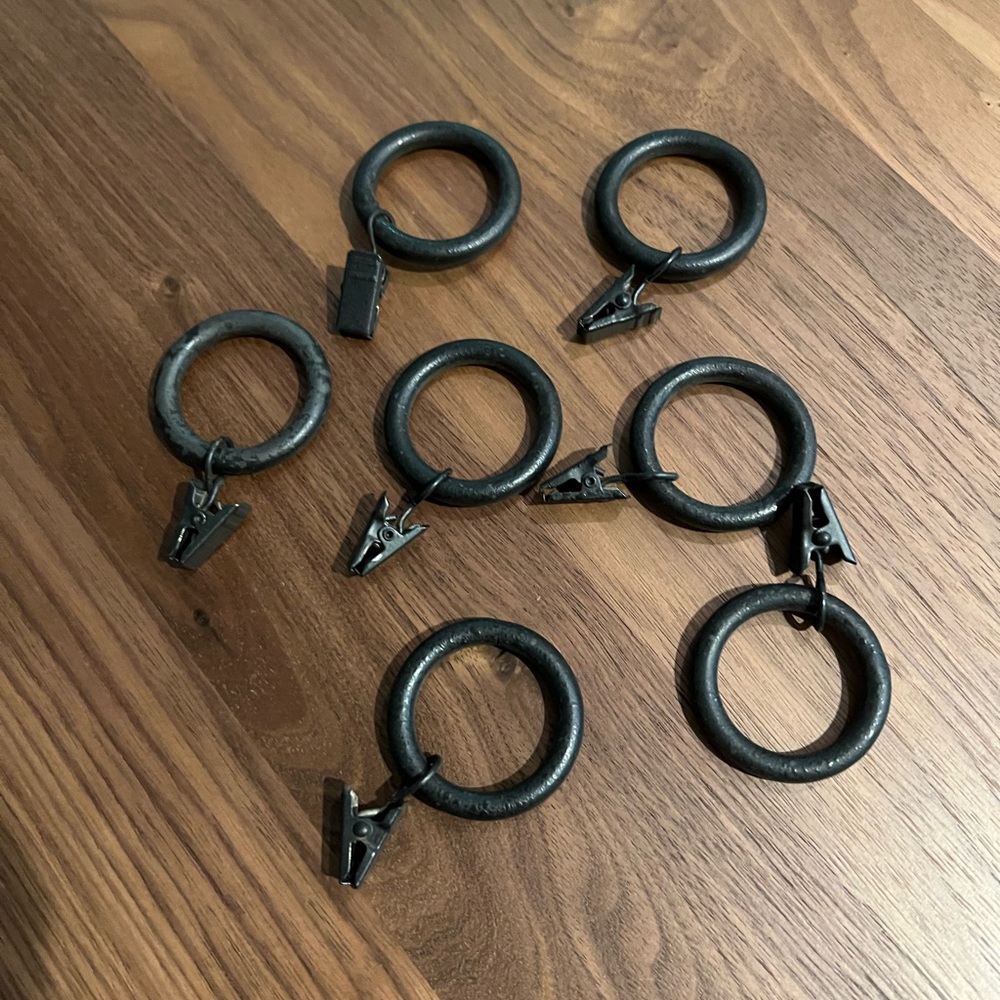 Restoration Hardware Cast Iron Drapery Rings (Set of 49) - Iron, Small Cl…